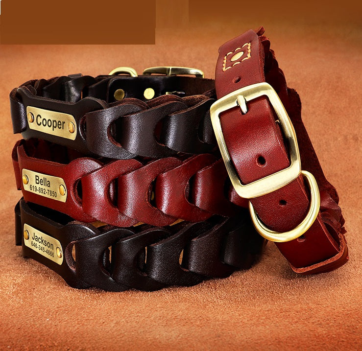 Dog Braided Leather Collar