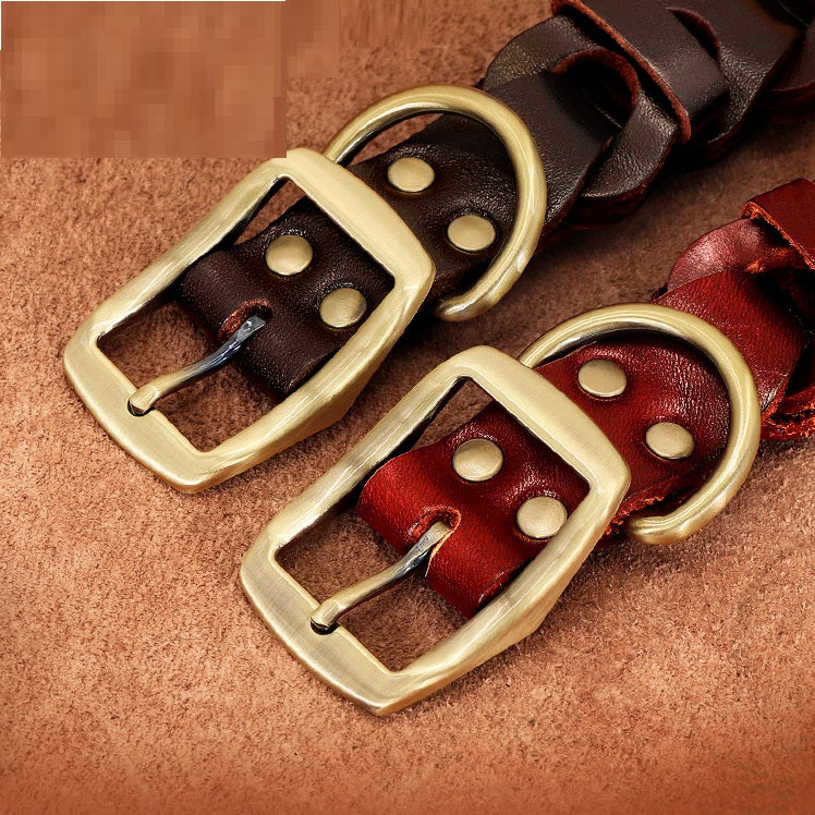Dog Braided Leather Collar